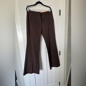 Tory Burch flare wide leg brown cotton pants size 12